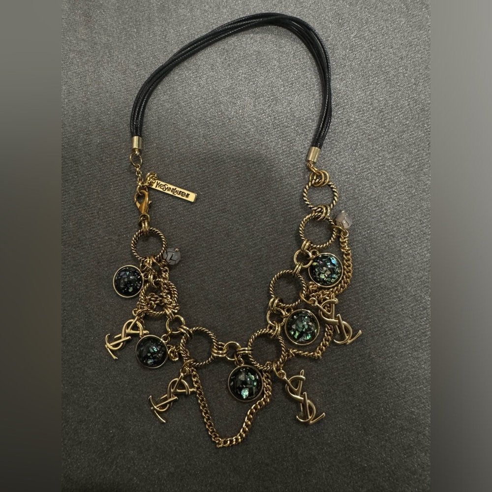 Yves Saint Laurent Gold and Black Statement Necklace